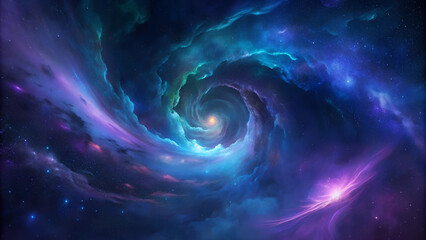 Spiral Galaxy with Vivid Colors in Deep Space