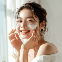 portrait of a woman applying mascara