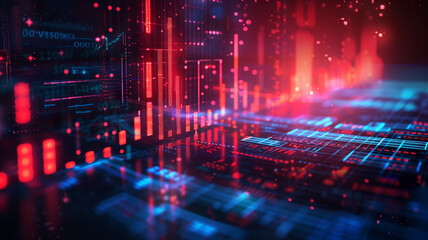 Futuristic financial charts and stock market analysis
