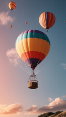 Fototapeta premium A balloon in a vertical image, ideal for background or wallpaper, creating an atmosphere of lightness and freedom