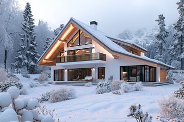 Snow-covered cabin in a remote winter landscape offering a peaceful and isolated retreat in the wilderness perfect for a winter getaway.