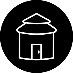 Hut Vector Line White Circle Black