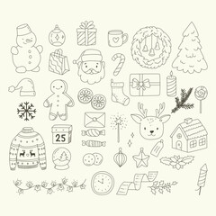 christmas icon pack element vector