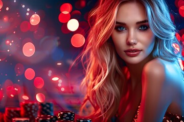 Naklejka premium Captivating Glamour in a Casino Setting with Dazzling Lights
