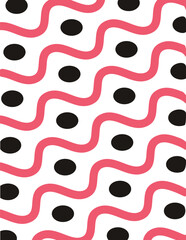 Colorful pattern with Curly red and  black dot