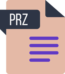 PRZ File icon with dark color and folded doc
