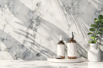 White bottle label face cream petal rock scene.