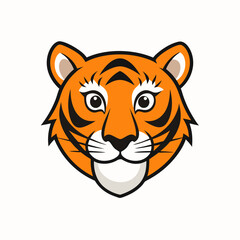 Tiger Head Icon Vector Illustration - Cartoon, Clipart, Line Art Design