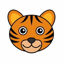 Tiger Head Icon Vector Illustration - Cartoon, Clipart, Line Art Design