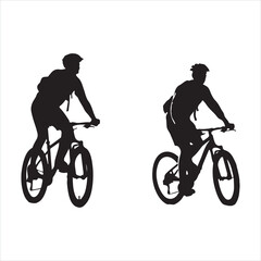 Fototapeta premium Cyclists silhouette isolated on white background 