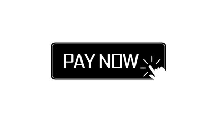 pay now button, black isolated silhouette
