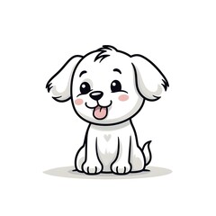 Fototapeta premium Cute Dog Illustration With Simple Line Art on White Background