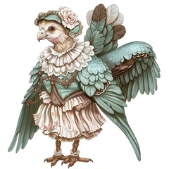 Swift Victorian-Inspired animal fashion cartoon isolated whitebackground 16:9