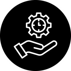 Time Management Vector Line White Circle Black