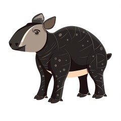 Fototapeta premium Tapir Scandinavian Minimalism animal fashion cartoon isolated whitebackground 16:9