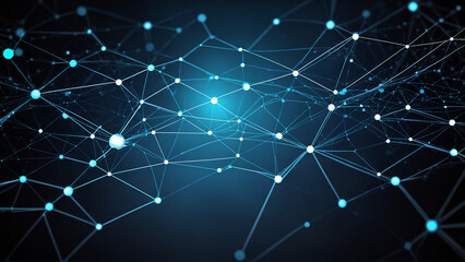 Fototapeta premium Abstract Blue Technology Network Background, Internet Line Illustrations with dots and wavy texture 