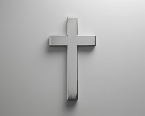 Naklejka premium Modern Minimalist Cross with Sleek Lines and Simple Design Against Clean White Background