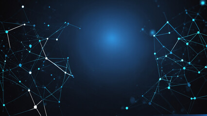 Abstract Blue Technology Network Background, Internet  Line Illustrations with dots and wavy texture
