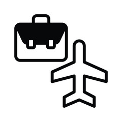 An aeroplane and a suitcase represents a vector icon of business travel