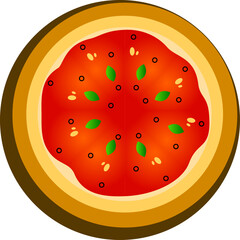 slices of pizza with cheese tomatoes and leaves vector illustration 