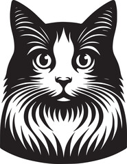 Cat Face Stylized Vector Silhouette