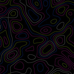 abstract topography design with neon colours on black 