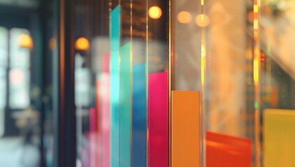 Abstract Colorful Glass Panels with a Blurred Background
