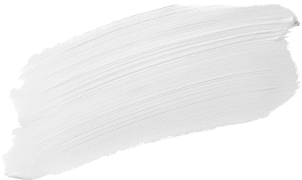 A smooth, textured white paint stroke on a transparent background, isolated on transparent or white background.