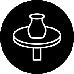 Pottery Wheel Vector Line White Circle Black
