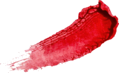A vibrant red paint stroke, perfect for design projects and artistic expressions, showcasing texture and color depth. Isolated on transparent or white background.