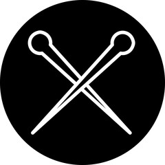 Knitting Needles Vector Line White Circle Black