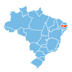Paralba State of Brazil map prominent in orange color