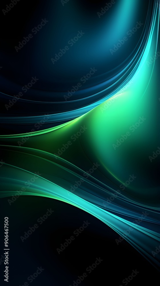 Fototapete digital green and black curve lines geometric abstract graphics poster background