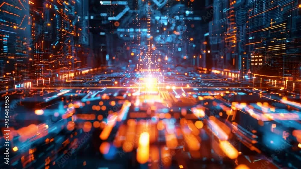 Aufkleber digital technology ai learning, cyber development, data background, futuristic design
