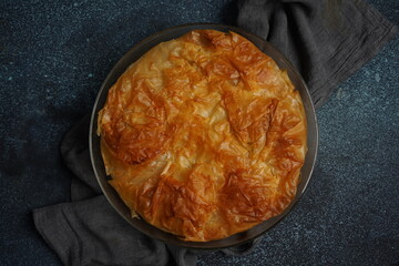 Greek Pie  with Spinach and salmon in fillo dough