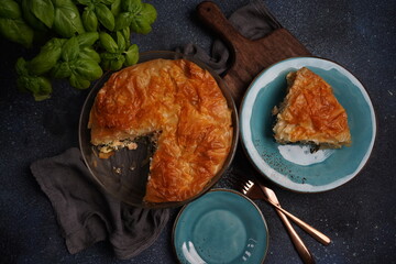 Greek Pie  with Spinach and salmon in fillo dough