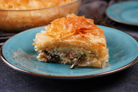 Greek Pie  with Spinach and salmon in fillo dough