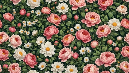Fototapeta premium Floral Bloom: Infinite Pattern of Vibrant Flowers