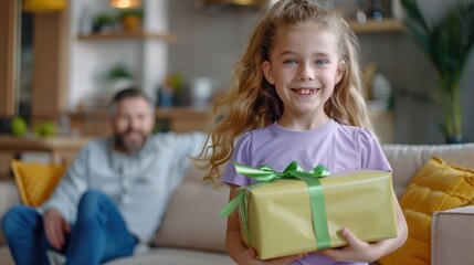 The child holding gift