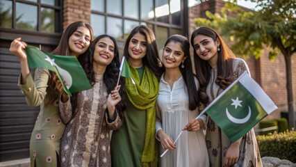 Modern Pakistani Women Celebrating 14th August with a Blend of Tradition and Contemporary Style