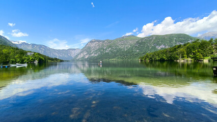 Bohinj lake in bright spring day, Slovenia