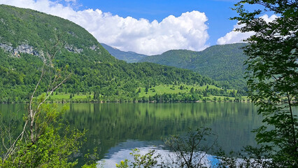 Bohinj lake in bright spring day, Slovenia