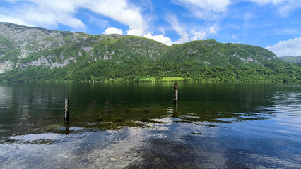 Bohinj lake in bright spring day, Slovenia