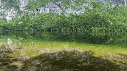 Bohinj lake in bright spring day, Slovenia