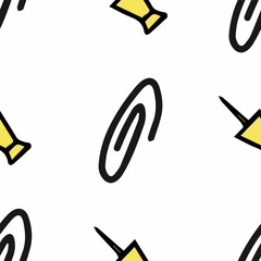 Abstract vector pattern with school supplies for Back to school. Hand drawn doodle. 