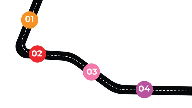Infographic showcasing a Roadmap for navigation, featuring distinct markers and routes for clarity in direction.