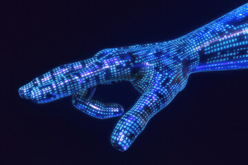 Abstract hand with binary code in a digital style.