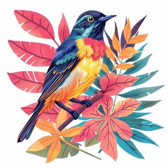 Obraz premium Warbler Tropical animal fashion cartoon isolated whitebackground 16:9