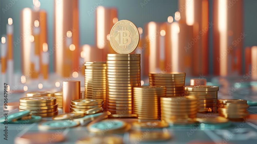 Aufkleber 3d mutual fund investment concept, infographic style with graph and money stack. generative ai.