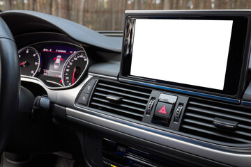 Monitor in car isolated blank screen for navigation maps and GPS rearview camera and parking...